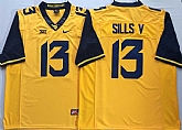 West Virginia Mountaineers 13 David Sills V Yellow College Football Jersey,baseball caps,new era cap wholesale,wholesale hats